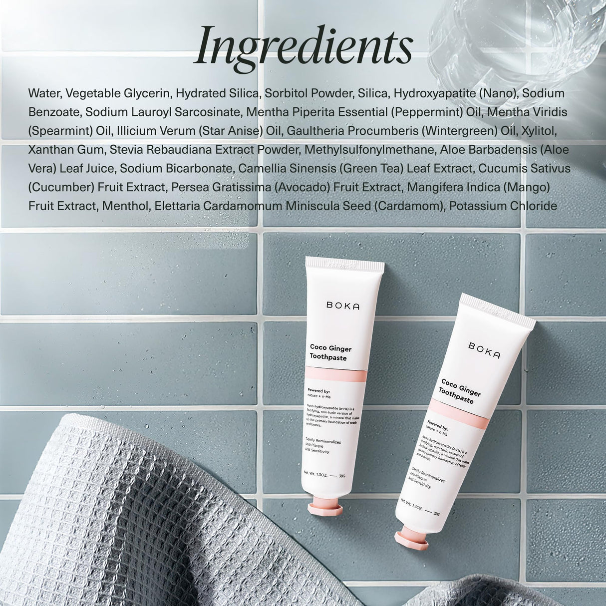 Boka Fluoride Free Toothpaste Nano Hydroxyapatite, Helps Remineralize, Appropriate for Sensitive Teeth, Whitening - for Adult, Kids Oral Care - Refresh Mint Flavor, 4 Fl Oz 3Pk