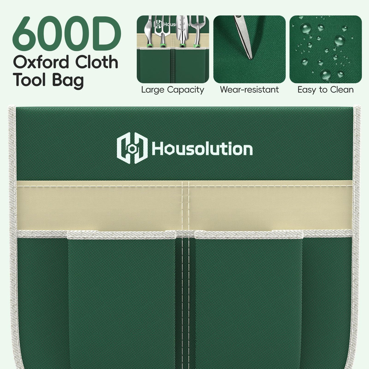 Housolution Garden Kneeler and Seat with Anti-Tipping Extendable Legs, Foldable and Portable Garden Stool with 2 Tool Bags, Thick Soft Kneeling Pad, Gardening Gifts for Women Men Seniors, Deep Green