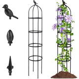 6FT Garden Obelisk Trellis for Climbing Plants,Adjustable 4-Tier Metal Plant Support,Rustproof Outdoor Plant Tower with 3 Decorative Tops for Roses,Tomatoes,Clematis & Vines,Black