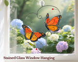 Iricrist Monarch Butterfly Gifts for Grandma & Mom, Butterflies Suncatcher Stained Glass Window Hanging, Real Handmade Sun Catcher Indoor Window, Decorations in Garden Decor, Ornament for Mother