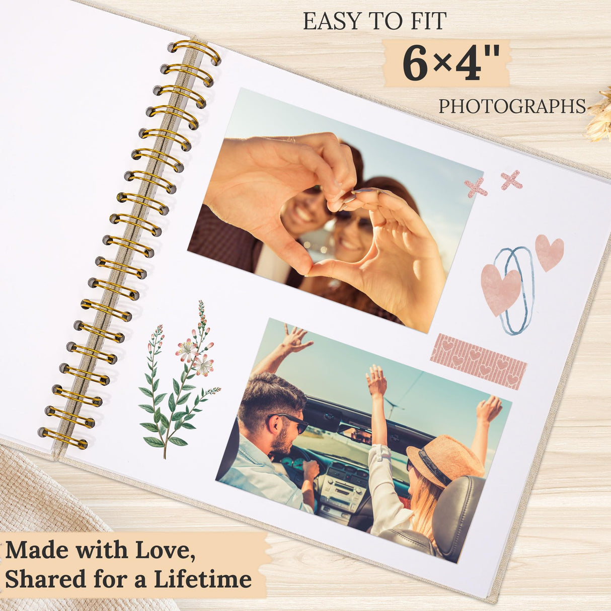 Hiwhy Scrapbook Photo Album Linen Cover, 10 x 10 Inch Hardcover Kraft White Pages Memory Book, for Travel Wedding Guest Book Christmas Baby Shower (40 Sheets/ 80 Pages,Beige)