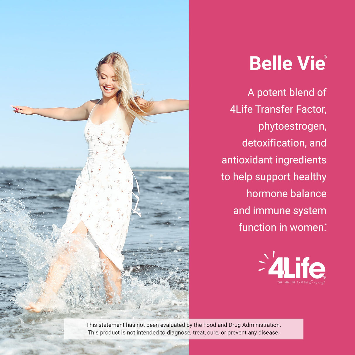 4Life Transfer Factor Belle Vie - Supports Women's Reproductive Health with Phytoestrogen Blend of Kudzu, Flax, and Red Clover - 60 Veggie Capsules