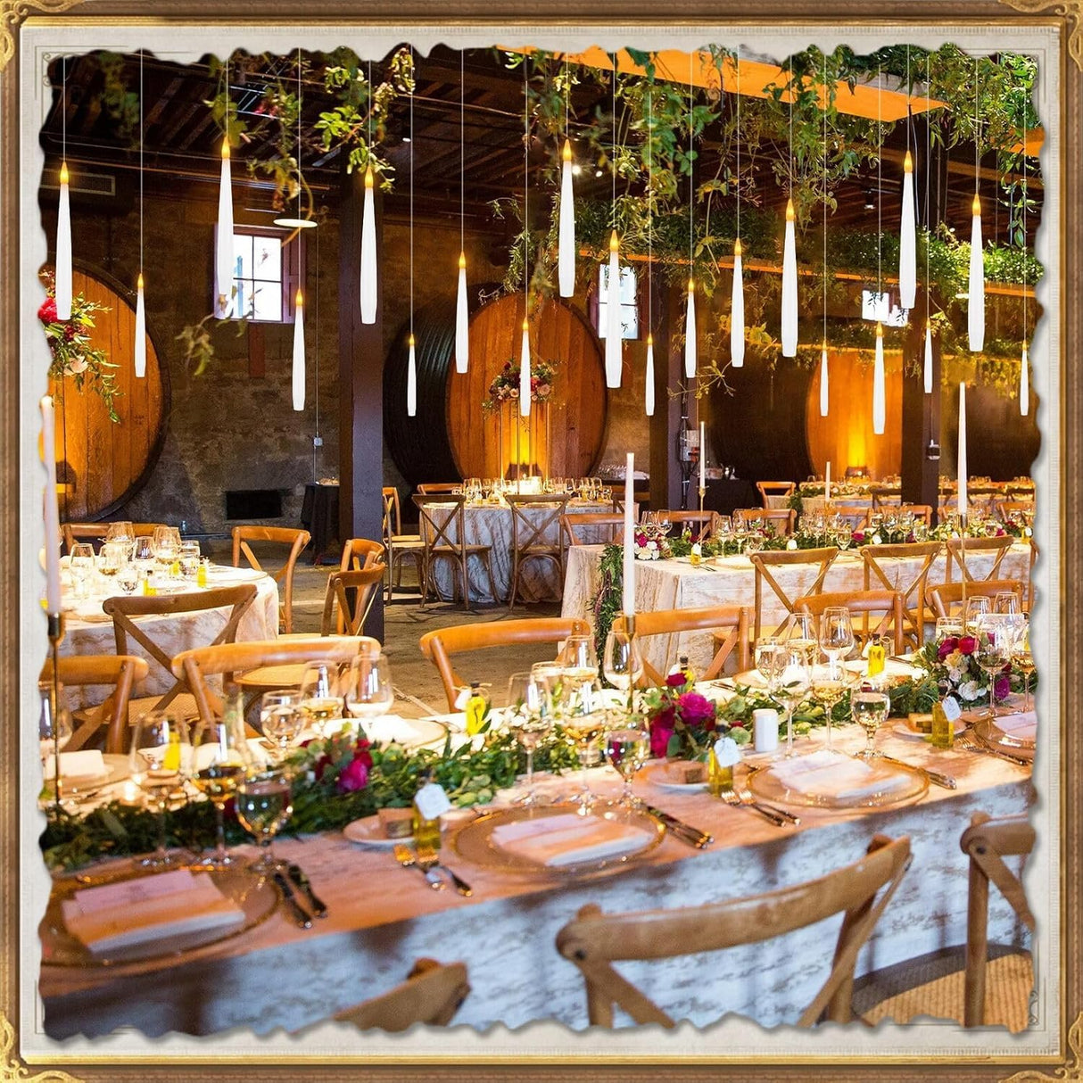 Sunjas 20 PCS Floating Candles with Wand LED Magic Hanging Candle Battery Operated Candle with 21 Batteries Include Flickering Warm Light Floating Candles for Christmas Halloween Decoration