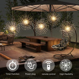PXBNIUYA 5 Pack 1000LED Plug in Starburst Sphere Lights,Firework Light 8 Modes Dimmable Remote Control Waterproof Hanging Copper Wire Fairy Light for Patio Party Tent Christmas (Warm White)