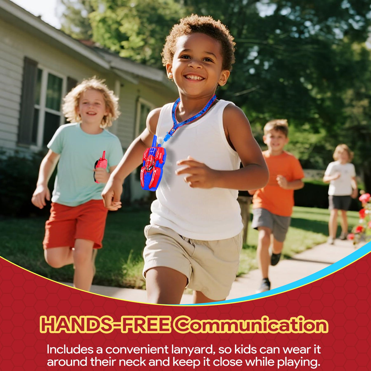 Vvinca Spider Walkie Talkies for Kids Toys Ages 3 4 5 6 7 8 9 10 Boys Girls 3 Pack Superhero Toys Lanyard Long Range Clear Sound Outdoor Game Camping Gear Spy Gadgets & Easter Christmas Birthday Gifts