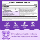 Collagen Gummies for Women & Men 3000mg, Hydrolyzed Collagen Peptides with Antioxidant Blend & Digestive Enzymes, Multi Collagen (Type I,II,III,V,X) for Anti-Aging, Hair, Skin, Nails, Sugar Free,60Cts
