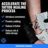 Saniderm Tattoo Aftercare Bandage 3 Sheets (Large Pack, 8 in x 10 in) – Convenient, Faster Tattoo Healing and Protection – Sterile, Waterproof, and Latex-Free