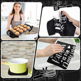 Fourluoo 10 Pcs Farmhouse Kitchen Decor and Accessories Set 4 Kitchen Towels 2 Pot Holders 2 Oven Mitts 2 Rugs for Christmas Thanksgiving Cooking Baking Daughter Mom Gifts(Black,Classic Style)