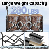 Wagons Carts Foldable, 280 Lbs with Adjustable Handle, Black Lightweight Portable, Collapsible Wagon for Beach Trip, Camping, Shopping, Sports, Travel, Picnic and Grocery (Dark Black)
