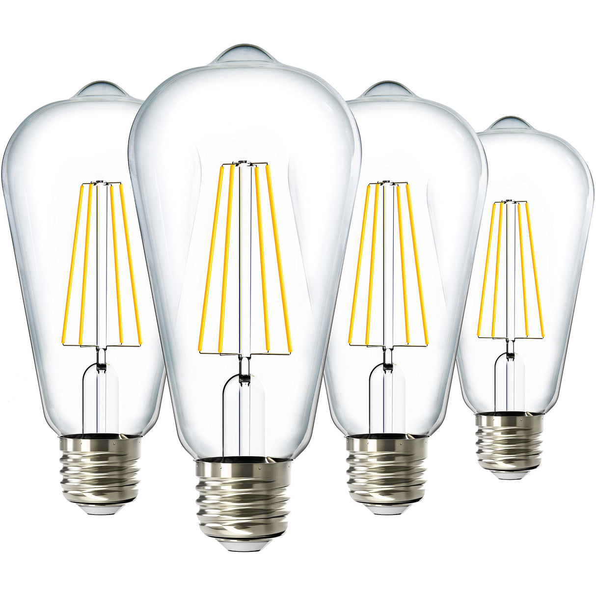 Dusk to Dawn LED Outdoor Lights Bulb, ST64 Edison Style Automatic Light Sensing Bulbs, 800 LM, 7W (60W Equivalent), 3000K Warm White, E26 Base UL 4 Pack