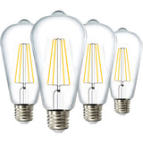 Dusk to Dawn LED Outdoor Lights Bulb, ST64 Edison Style Automatic Light Sensing Bulbs, 800 LM, 7W (60W Equivalent), 3000K Warm White, E26 Base UL 4 Pack