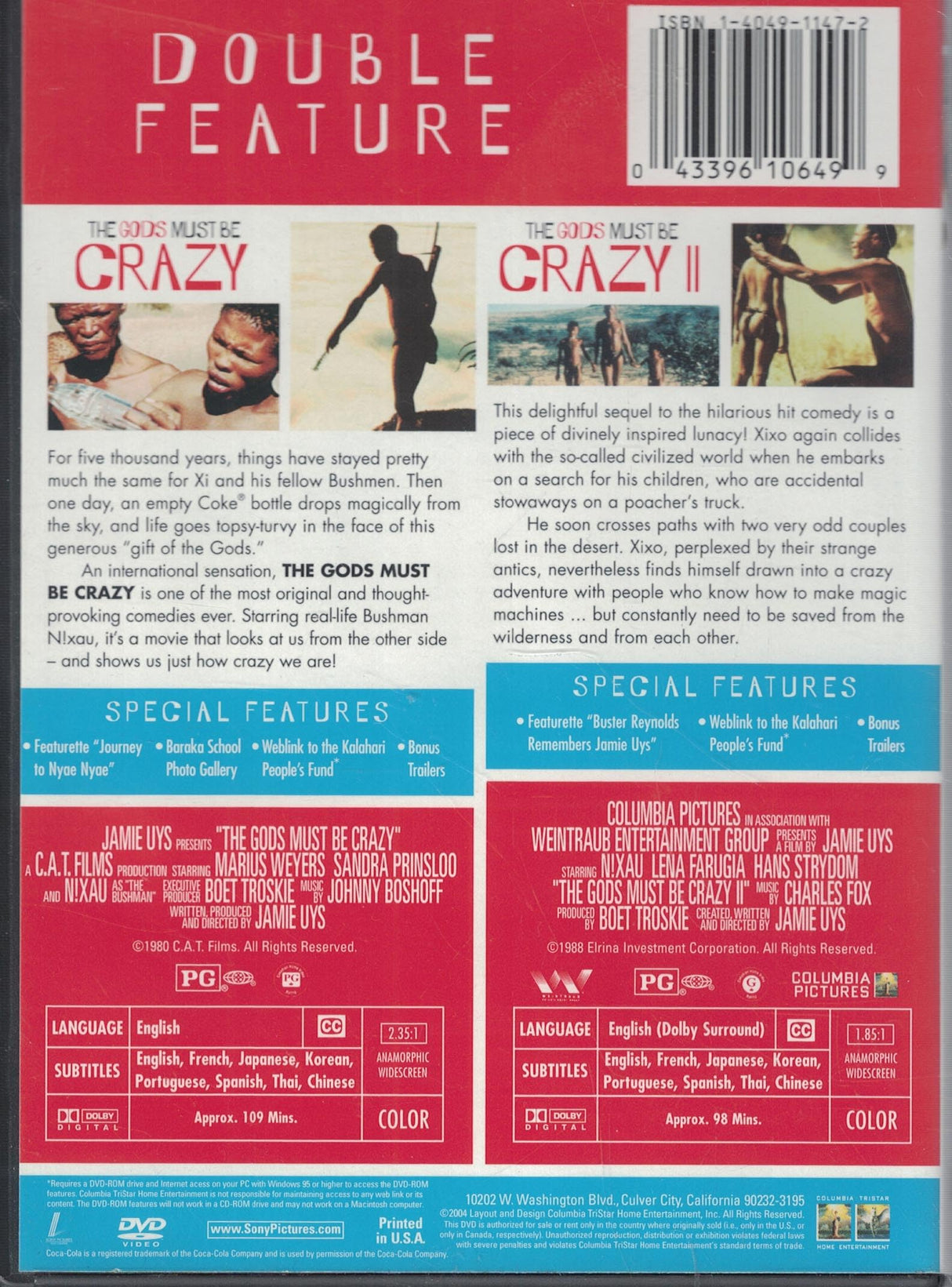 The Gods Must Be Crazy I / The Gods Must Be Crazy II (Double Feature) [DVD]