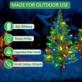 Windpnn Upgraded 4-Pack Solar Christmas Garden Stake Lights, Decorative Xmas Tree Solar Christmas Yard Stake Outdoor Waterproof Pathway Lights for Garden Patio Yard Decorations