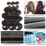 Human Hair Bundles Body Wave Bundles Human Hair 18 20 22 Inch 12A Grade 100% Unprocessed Brazilian Virgin Hair Body Wave 3 Bundles Human Hair Extensions for Black Women Natural Color