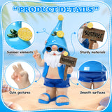 Wiresusan Outdoor Summer Gnomes Statue Beach Gnome Garden Decor for Outside, Beach, Yard, Lawn Ocean Sea Theme Home Decorations for Table, Shelf, Blue Gnome Figurine Funny Elf Gifts for Women