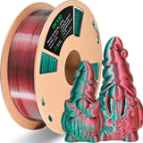 OVV3D PLA Filament 1.75mm Dual-Colors, Christmas Red Green Silk PLA Filament,3D Printer Filament Rainbow PLA Filament, 3D Printing Filament +/-0.02mm, 1kg/2.2lbs