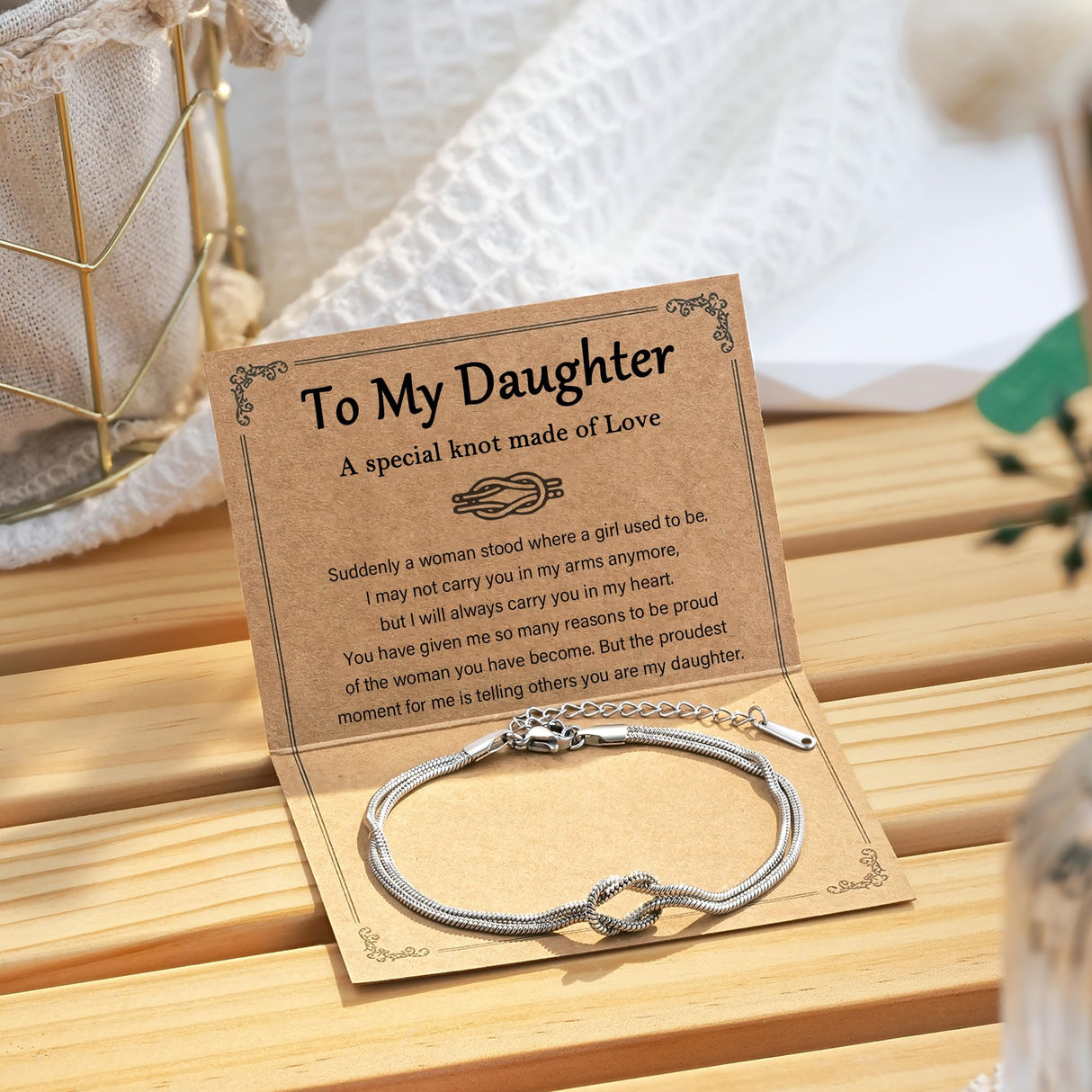 Daughter Gifts from Mom, Mothers Day Birthday Gifts Daughter Knot Bracelet