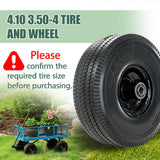 4.10/3.50-4 Tire and Wheel, 10" Solid Tires with 5/8” Bearing, Extra 3/4”&1/2” Bearings, 2.2” Offset Hub, Flat Free 4.10/3.50-4'' Wheels for Dollies, Hand Trucks, Tractors (2 Pack) (Black)