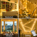 suddus Indoor String Lights with Remote, Warm White Christmas Lights Plug in with Timer, 33ft 100 LED Twinkle Fairy Lights for Bedroom Xmas Tree Wreath Patio Garden Party Outdoor Decorations