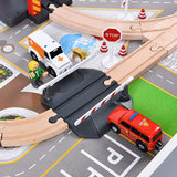 Giant bean 72PCS Fire Station Wooden Train Track Electric Train Set, Gift Packed Toy Railway Kits for Kids, Toddler Boys and Girls 3,4,5 Years Old and Up, Christmas Birthday Gift Toy for Kids