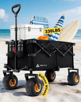 Hikenture Beach Wagon with Balloon Wheels, 7.5“ Big Wheel Collapsible Wagon