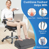 CushZone Foot Rest,Desk & Gaming Accessories,Foot Rest for Under Desk at Work,Comfortable Footrest with 2 Adjustable Heights & Removable Cover, Office Desk Accessories（Gray）