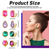 Hicarer 12 Pairs Clip on Earrings for Women Girls, Non-pierced Rhinestone Stud Earrings, Colorful Trendy Iridescent Fake Crystal Earring Clips Set for Birthday Party Wedding Daily Jewelry Gift