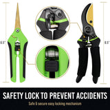8.5" Professional Bypass Pruning Shears & Gardening Scissors Set - Super Sharp Premium Garden Shears | Pruning Shears For Gardening, Garden Hedge Clippers Handheld Pruners - Garden Scissors