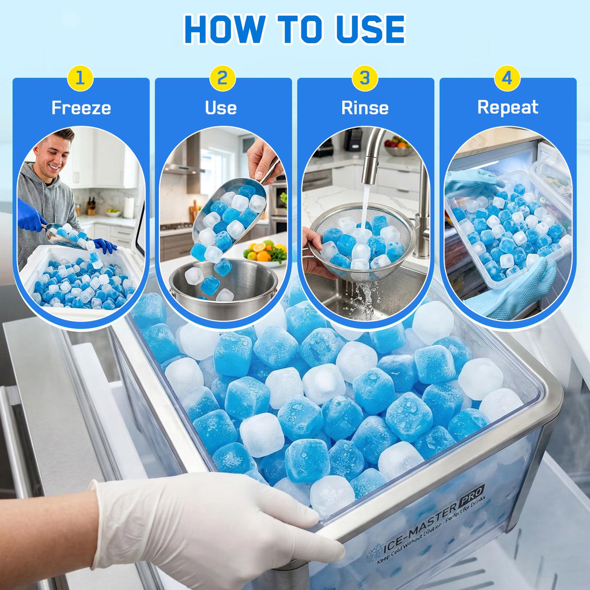 Reusable Ice Cubes for Drinks – BPA-Free Plastic Ice Packs for Lunch Boxes & Coolers, Non-Diluting Refreezable Ice for Party Hosts and Outdoor Ice Bath Enthusiasts (300)