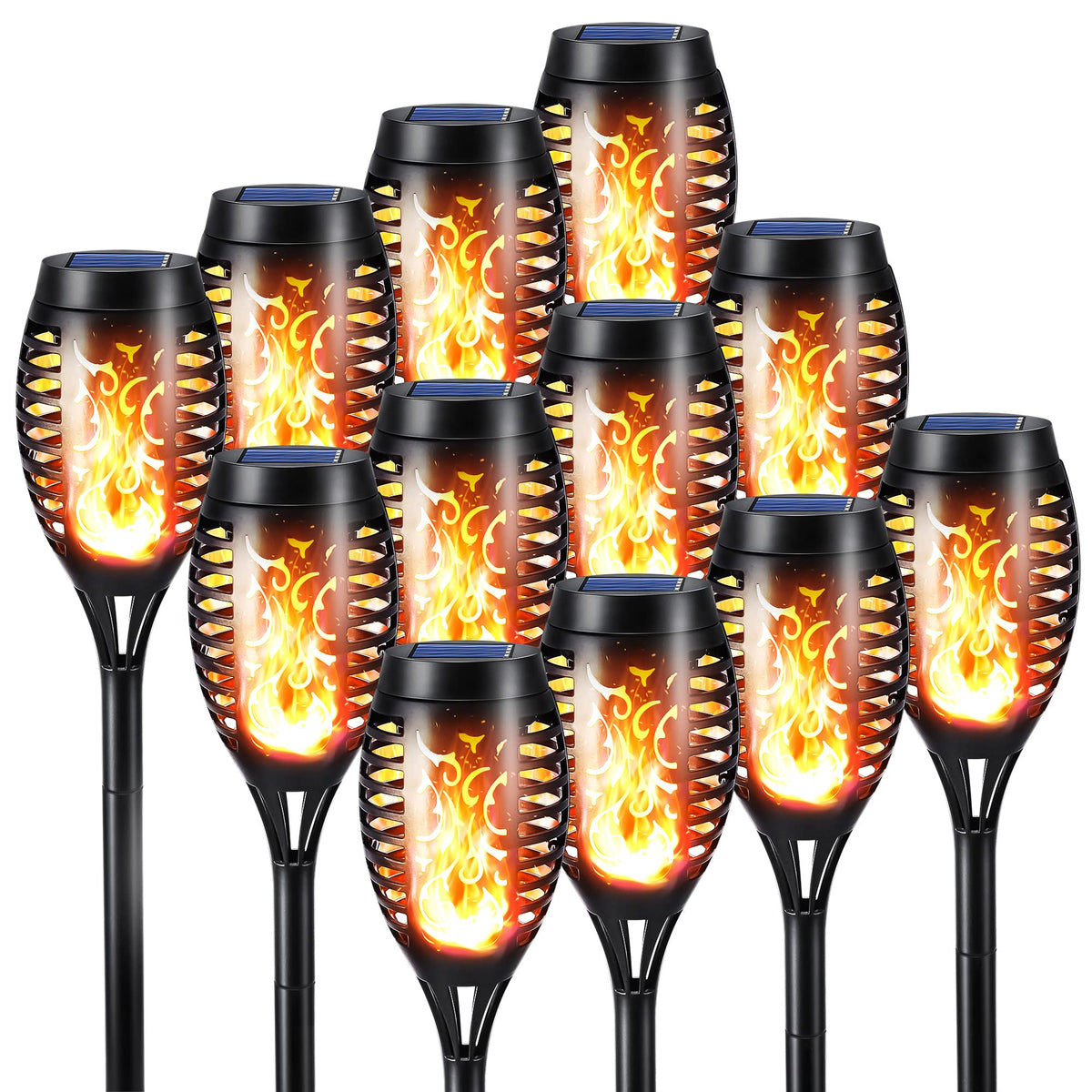 Toodour Solar Torch Flame Lights, 12 Pack Solar Halloween Lights Outdoor