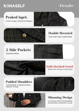 Mina Self Tweed Blazers Jacket for Women 2025 Winter Christmas Party Nye New Years Eve Clothes Outfits Black Cute Ladies Casual Chamarras para Mujer Womens Lightweight Women's Jackets
