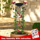 Cardinal Bird Garden Trellis with Wind Chime, Outdoor Yard Decor