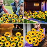 KOOPER Solar Lights Outdoor Garden Decor - Upgraded 3 Pack Solar Garden Lights with 9 Bigger Sunflower Lights, Solar Flowers Outdoor Waterproof for Flower Bed Yard Decor, Gift for Women Mom Grandma