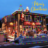 QITONG Multicolor Solar Christmas Lights, 2 Pack Each 33ft 100 LED Rope Light, Fairy Lights in Clear Thin Tube with 8 Modes