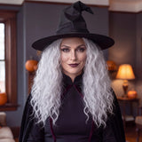 Witch Wig Old Lady Wig Women Long Grey Curly Costume Cosplay Wig