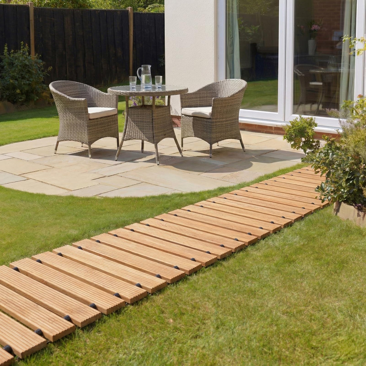 Wooden Garden Pathway Outdoor Walkway - 8 FT Roll Out Walkway