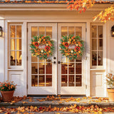 24 Inch Artificial Fall Wreaths for Front Door Outside with Hello Sign''