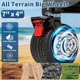 Holacamking Collapsible Canopy Wagon Cart, Heavy Duty Utility Wagon with Removable Sun Cover, All-Terrain Big Wheels, Dual Brakes, Extra Large Grocery Cart for Beach Camping Sports Tailgates, Black