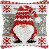veirousa Christmas Gnomes Latch Hook Kits for Adults Beginners, Pre-Printed Latch Hook Pillow Kit, Craft Rug Making Kits, DIY Embroidery Cushion for Home Sofa Decor & Xmas Gift Idea 17x17 in.