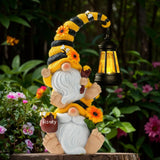QZZP Solar Bee Garden Gnomes with LED Lantern – Waterproof Stacked Outdoor Decor for Yard, Patio – Unique Gnome Gift for Women, Mom, Grandma (Christmas Decor, Outdoor Statues)