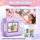 ETIKEZ Kids Camera, 1080P Instant Digital Print Camera for Kids, Christmas Birthday Gifts for 4 5 6 7 8 9 10 Year Old Girls Boys, Portable Toy with 32GB SD Card & 3 Rolls Printing Paper, Purple