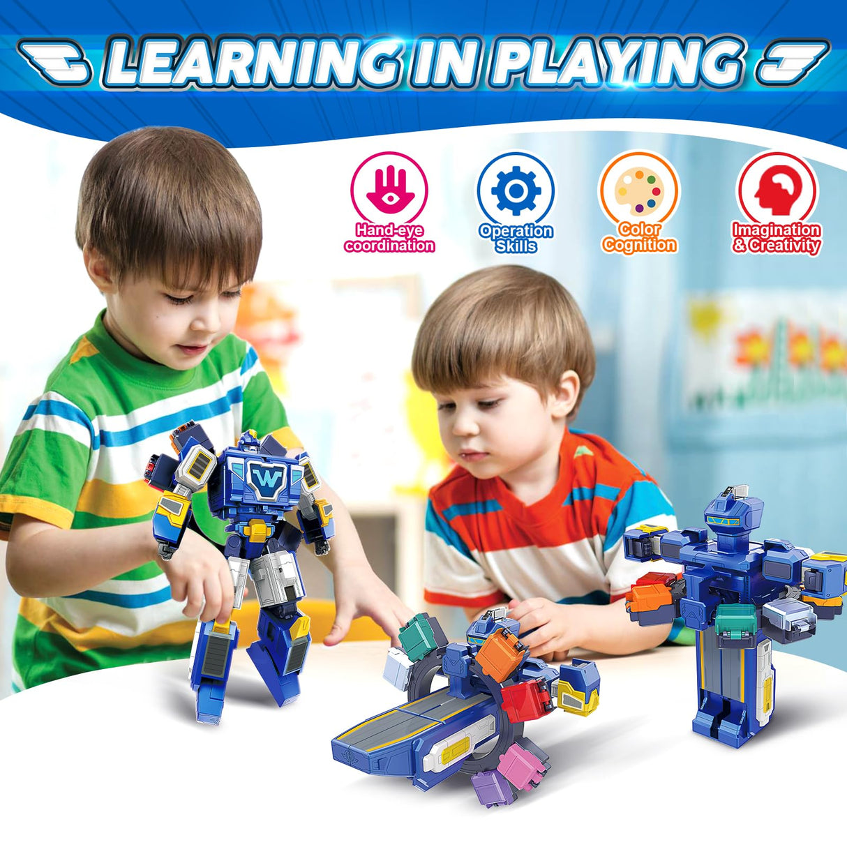 Super Wings Transforming Toys, 10 inch World Aircraft Transform Figures Toys, 3 in 1 Mode Rescue Bots Action Figure Toy Figures for 4-8 Year Old Boys, Plane Toy for Toddlers Kids Age 4 5 6 7 8