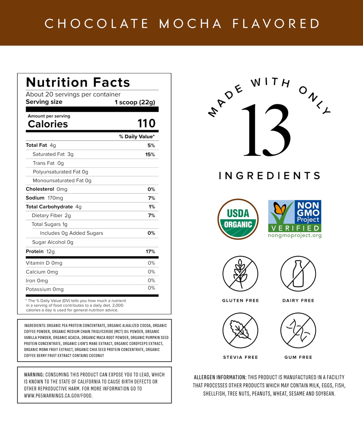 Truvani Protein + Energy Drink Mix with 87mg Caffeine | Chocolate Mocha | 12g Organic Plant Based Protein | 20 Servings | USDA Organic Coffee Powder & Adaptogens | Gluten & Dairy Free | Vegan