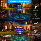 SAVENNA Mosaic Solar Gazing Ball 10 Inch, Glass Garden Globe with Auto On/Off for Yard, Lawn & Outdoor Decor, Blue Mosaic