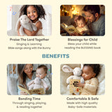 HELLO 2 KIDS Praise Bunny Christian Baby Gift Set – 11” Musical Plush with 3 Bible Songs, Blessing Book, Keepsake Box & Stickers – Perfect Christmas, Baptism, Christening Gift for Boys & Girls