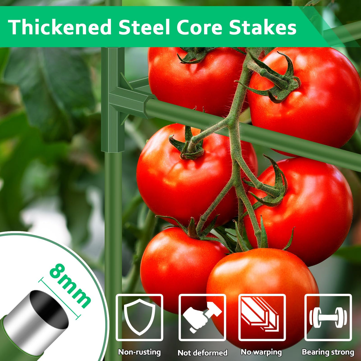WLLEYAY 3 Pack 46'' Square Tomato Cages with 17 Gallon Grow Bags