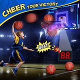 Indoor Basketball Hoop with Auto Scoring, Lights & Balls for Kids Ages 5-12