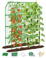 Cucumber Trellis for Climbing Plants Outdoor, A-Shape Garden Trellis for Raised Bed, Metal Plant Trellis with Garden Netting for Flower Vegetables, Pea, Grape ((67 * 17 * 65inch(L*W*H), Trellis)