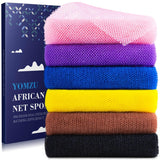 African Net Sponge Exfoliating Bath Sponge Scrubbing Long Rag Wash Shower Body Scrubber - 6 Pieces