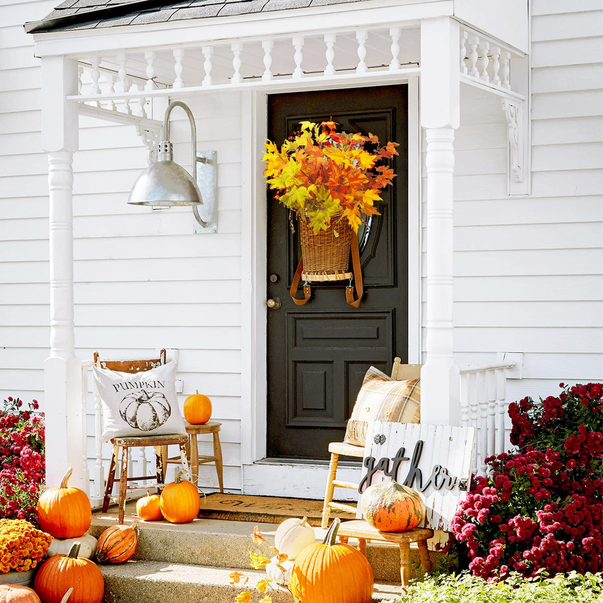 Grunyia 6Pcs Artificial Maple Leaves Branches Fake Fall Maple Shrubs for Thanksgiving Christmas Festival Garland Decoration